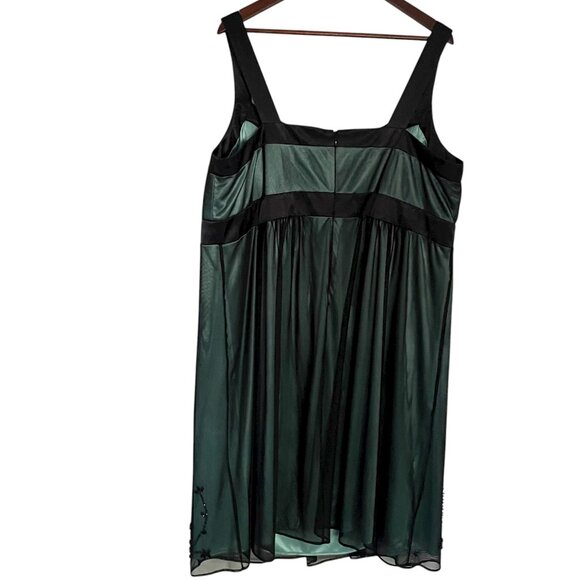 Vtg Y2K Babydoll Dress 22W / 3X Black Teal Mesh Beaded Vamp Goth Fairy Twilight - Picture 4 of 7